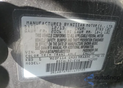 2014 Nissan Sentra S из США, поврежденный, VIN 3N1AB7AP8EL623723